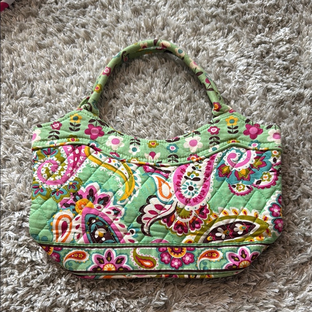 Vera Bradley Green and Pink Paisley Shoulder Bag